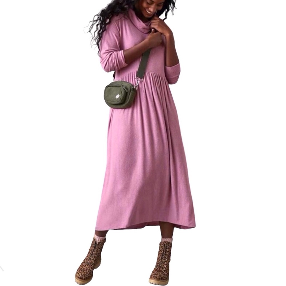 Anthropologie Dolan Pink Cowlneck Maxi Dress Ribbed Alissa Size Extra Small XS